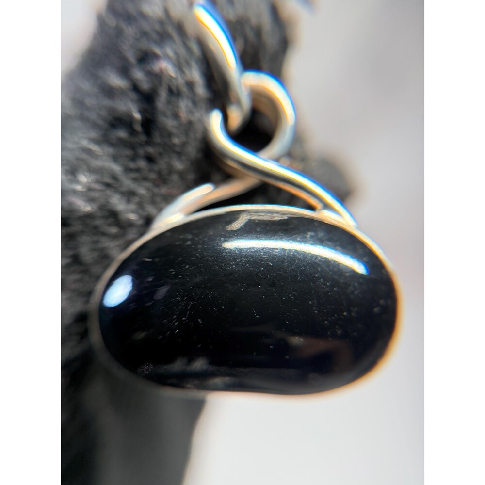 Silpada 925 Sterling Silver Black Onyx Pendant Modernist Oval Drop 1.9"